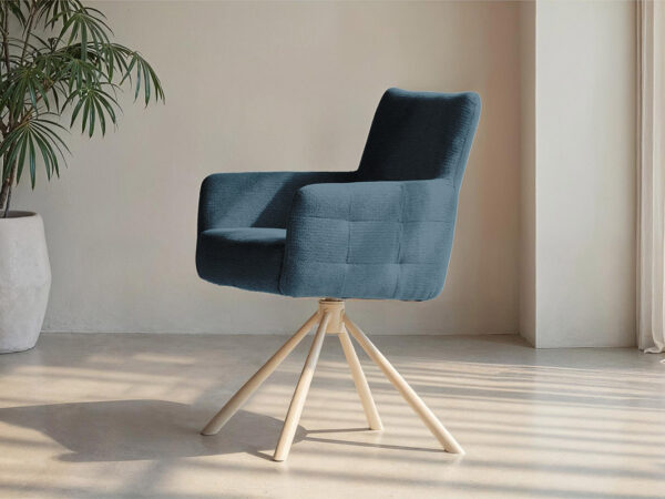 Eetkamerstoel Midsund - mito blue - poot C - metaalkleur magnum