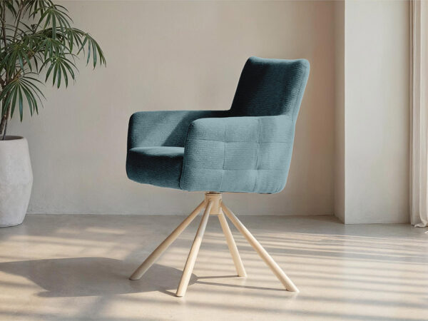 Eetkamerstoel Midsund - mito iceblue - poot C - metaalkleur magnum