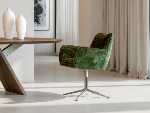 Eetkamerstoel Torvik - tocco moss - onderstel g - metaalkleur champagne