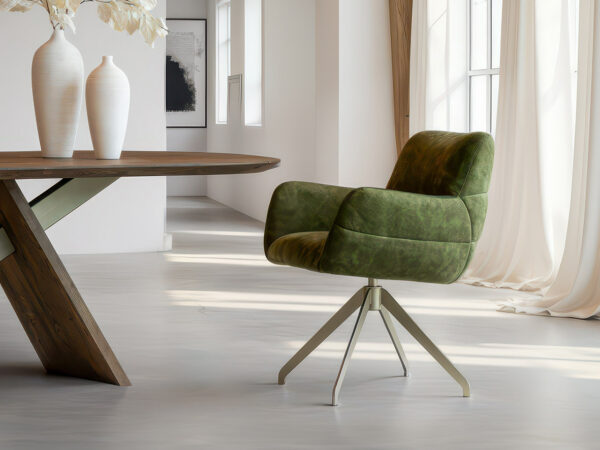 Eetkamerstoel Stordal - country moss - onderstel e - metaalkleur champagne