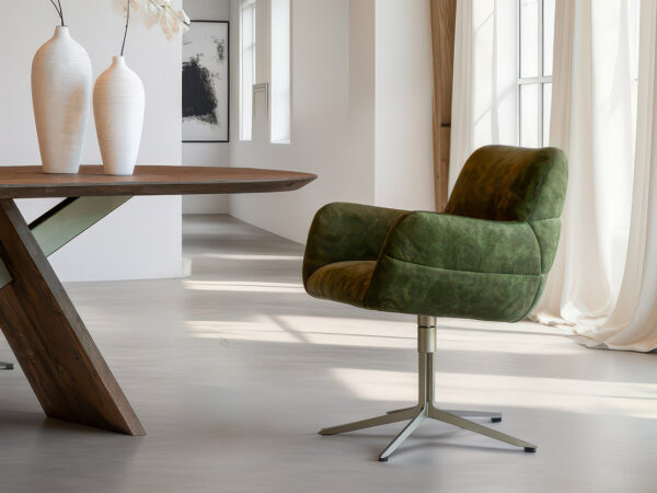 Eetkamerstoel Stordal - country moss - onderstel g - metaalkleur champagne