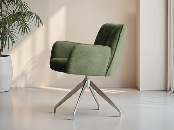 Eetkamerstoel Stranda - mito green - onderstel r - metaalkleur champagne