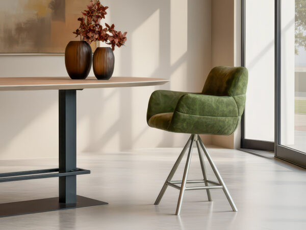 01-Barkruk Stordal - country moss - onderstel i - metaalkleur champagne