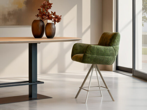 01-Barkruk Stordal - country moss - onderstel j - metaalkleur magnum