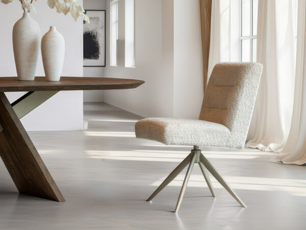 Eetkamerstoel Lena - venga ecru - onderstel t - metaalkleur sunstone2