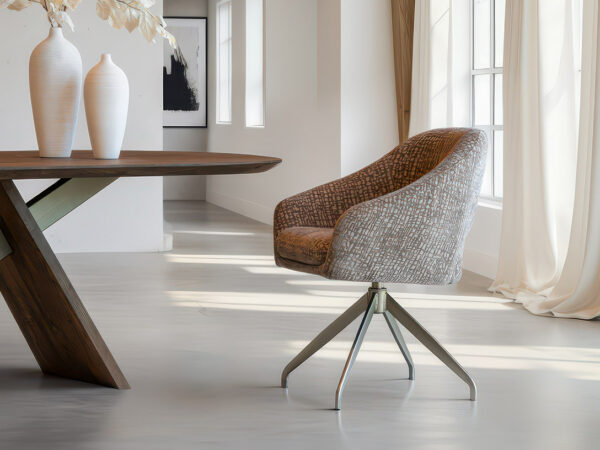 Eetkamerstoel Ravello - mirtillo liver - onderstel r - metaalkleur champagne