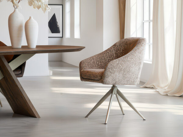 Eetkamerstoel Ravello - mirtillo liver - onderstel t - metaalkleur sunstone