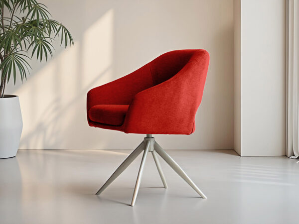 Eetkamerstoel Ravello - moric venetian red - onderstel t - metaalkleur sunstone