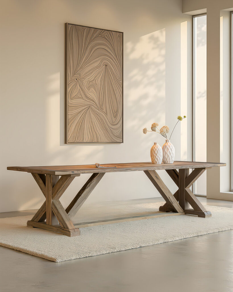 Kloostertafel Romeno - 300x100cm - rechthoek - 1e laag oud eiken - rechte rand kopie